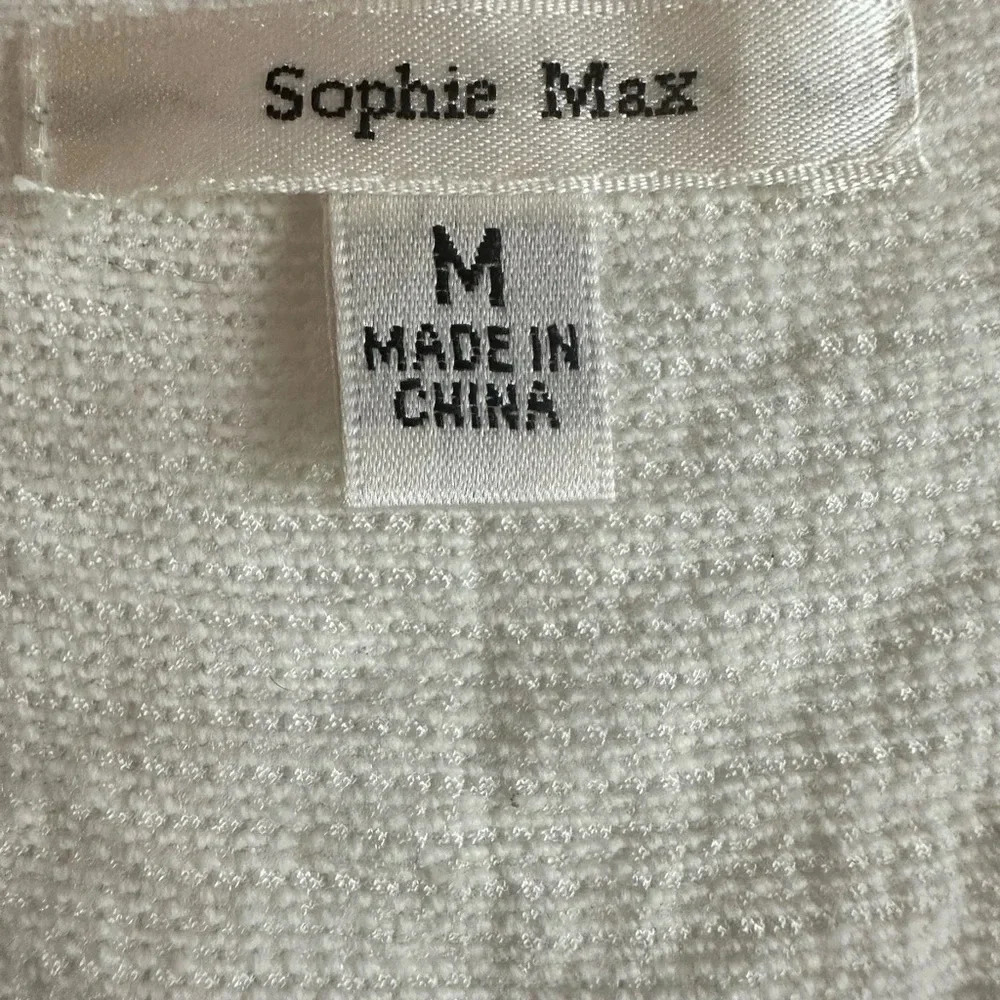 Sophie Max white midi dress with smocked bodice & needle point flowers on hem. - Picture 4 of 8